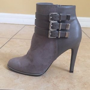 Grey Suede Stiletto Ankle Boots